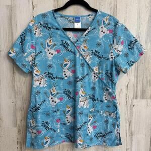 SOLDDisney Olaf Frozen Scrub Top Medium Christmas Nursing Medical Winter